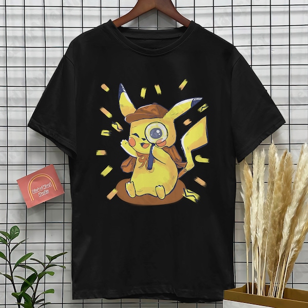 Funny Detective Pikachu Cute T-Shirt Graphic Tee Pikachu Shirt Funny Shirt Pikachu Gift Shirts Anime Lovers