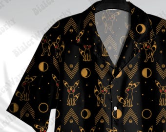 Camisa hawaiana Shadow Blacky - Camisa hawaiana de anime, manga y videojuegos con temática de luna oscura