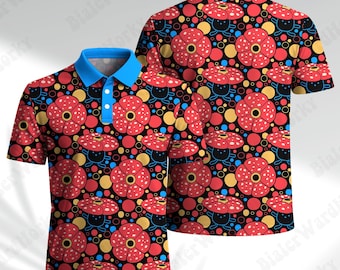 Polo Vileplume stile retrò giocoso con erba fiorita, polo con zip di tipo velenoso, regalo perfetto.