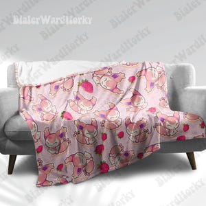 Skitty Cute Fleece Blanket Normal Type Strawberry Blanket Decor Gift
