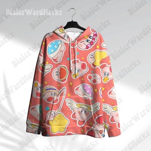 Kirby Adorable Hoodie Sweatshirt Water Type Aloha Shirt Beach Shirt Anime Kirby Gifts