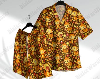 Camisa hawaiana Chimchar Cute - Diseño inspirado en el anime y el fuego - Camiseta de videojuegos para las vacaciones de verano, ideal para fans