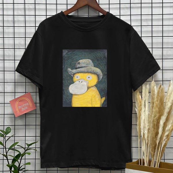 Psyduck Van Gogh Graphic Unisex T-shirt Graphic Tee Funny Shirt Japanese Anime Shirt Psyduck Shirt Gifts