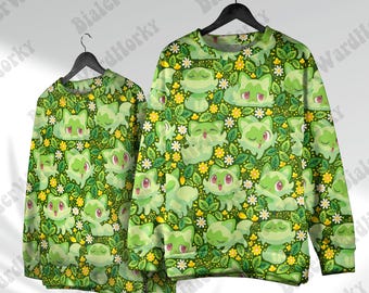 Sweater met capuchon Sprigatito Grass-type anime-sweater, shirt in boskledingstijl, cadeau voor videogamefans