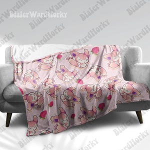 Skittis Inspired Cute Fleece Blanket Cute Blanket Cozy Gaming Blanket | Perfect Gift for Anime Fans