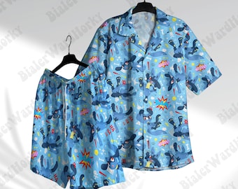 Lucario Hawaiian Shirt - Anime Inspired Design - Game Summer Vacation Shirt Gift for Fans