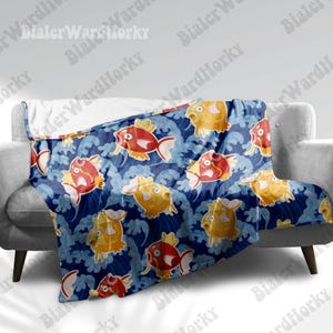 Koi Fish Fleece Blanket Pro Blanket Custom Fleece Blanket Anime Blanket Gifts