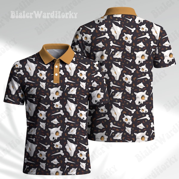 Polo Skull Cubone Lonely Ground Type Jeu vidéo unique Zip Polo Cadeaux