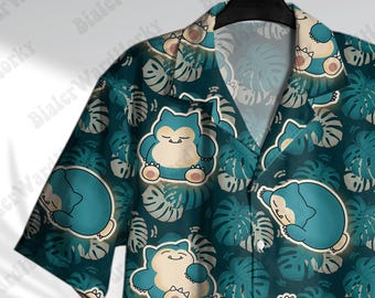 Snore Lax Charakter Hawaii Hawaiihemd - Palme Anime Manga Shirt Videospiel Geschenke
