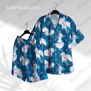 Alolan Vulpix Hawaiiskjorta Ice Fox Anime Aloha-skjorta Halloween-semesteroutfit för fans