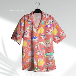 Kirby Adorable Hawaiian Shirt Cute Shirt Water Type Beach Shirt Anime Shirt Kirby Gifts