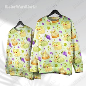 Sprigatito Hoodie Sweatshirt, Grass-Type Cat Cute Hoodie, Anime Inspired Sweatshirt, Funny Geeky Gift