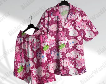 Anime Sakura Hawaiian Shirt Cherry Blossom Summer Shirt Short Special Fans Shirt Aloha Shirt Anime Shirt Gifts