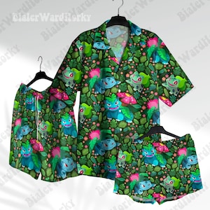 Bulbasaur Evolutions Hawaiian Shirt Grass Type Ivysaur Venusaur Beach Set