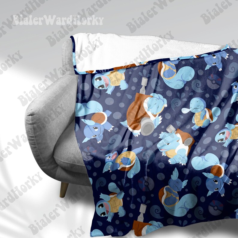 Squirtle Evolution Fleece Blanket Anime Blanket Squirtle Gifts Etsy