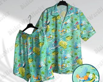 Water Character Hawaiian Shirt: Mudkip Anime Aloha Shirt