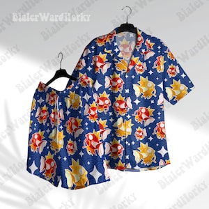 Fish Anime Hawaiian Shirts Water Type Aloha Shirt Anime Shirt Shirt Gifts