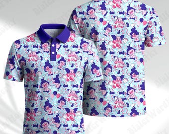 Mime Jr. Evolutions Polo Shirt Psychic Type Anime Zip Polo Clown Video Game Gifts