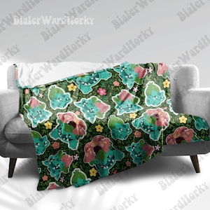 Manta de Bulbasaur Chibi, linda manta de forro polar, decoración del hogar, manta extraña, manta de anime, regalos