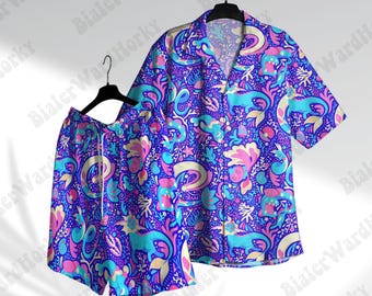 Psychedelic Tropical Hawaiian Shirt Short - Vaporeon, Dragonair, Brionne, Milotic - Summer Vibes Video Game Gifts