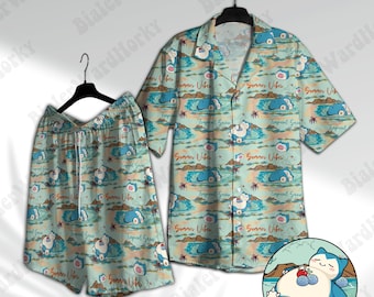 Snorlax Aloha Hawaiihemd: Tropisches Strand Anime Hemd
