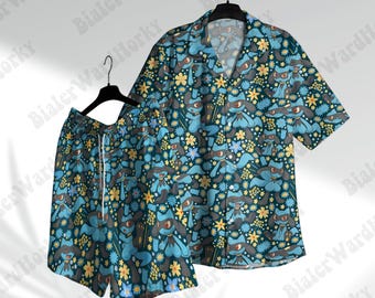 Lucario Cute Hawaiian Shirt - Anime Inspired Design - Game Summer Vacation Shirt Gift for Fans
