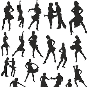 Lateinischer Tanz Silhouette SVG Clipart Einzelne Seiten druckbare digitale Sublimationsaufkleber Vektor Laser gravieren