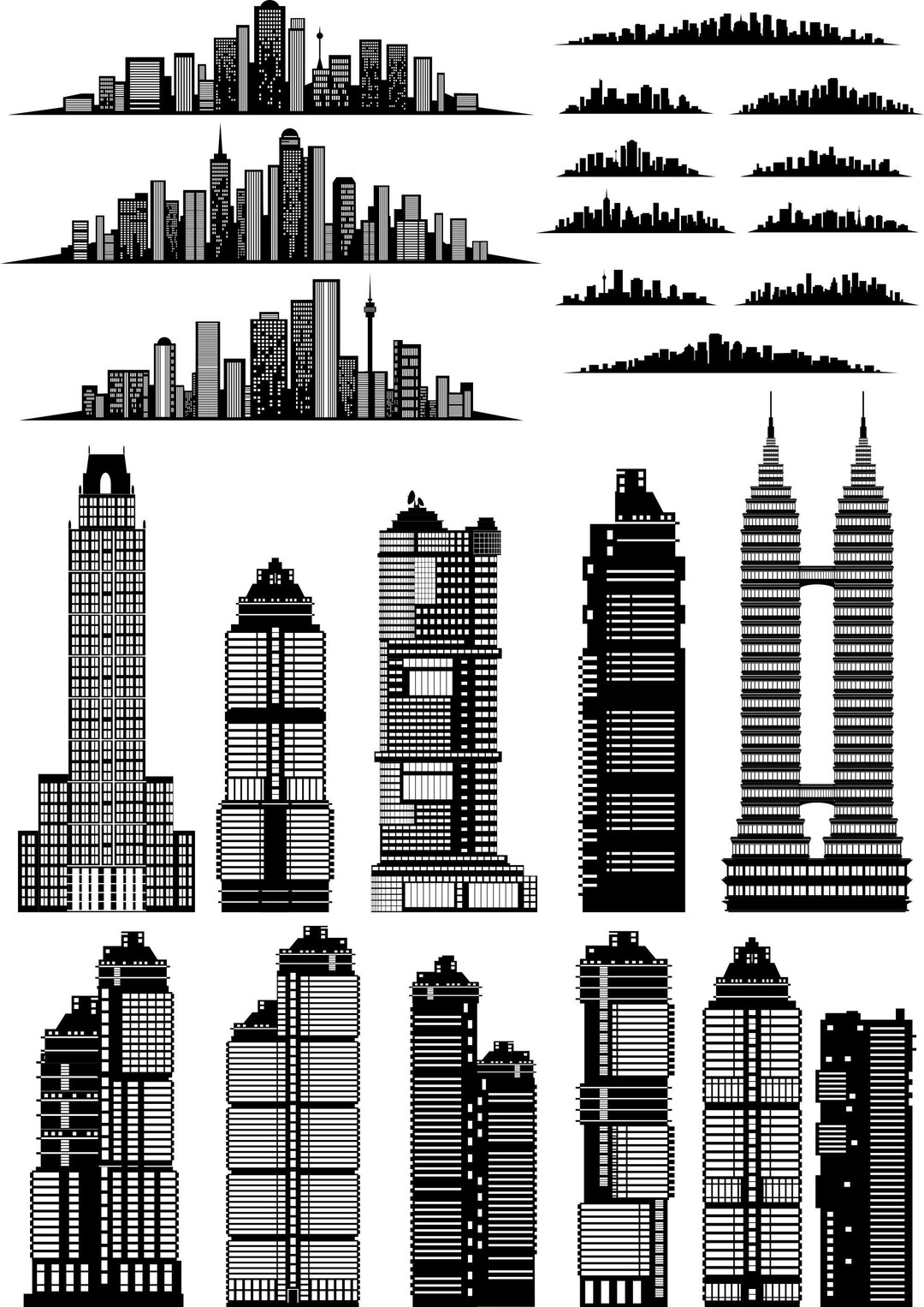 Cityscapes SVG Clipart Sheet Bundle Printable Digital - Etsy