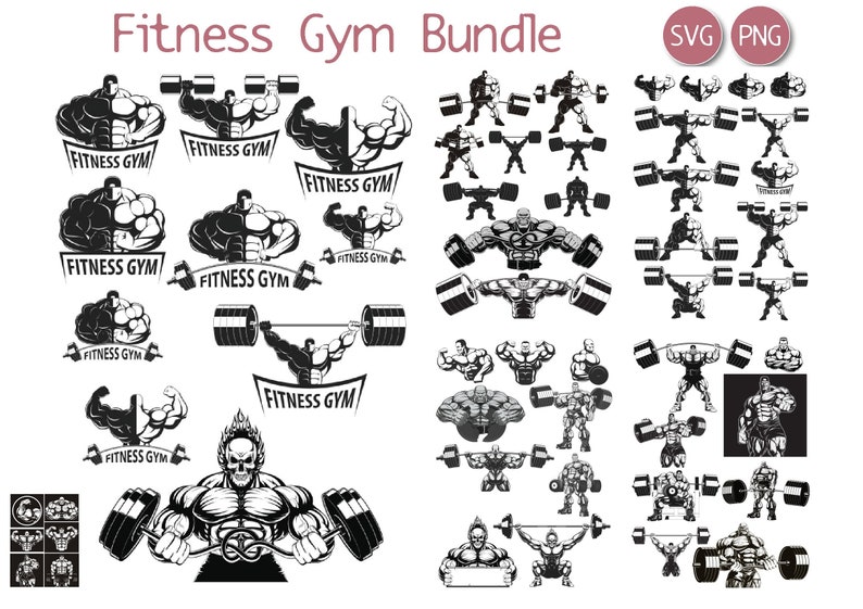 2 Page Fitness Gym Sticker PNG Sheet Printable Kids Room Wall Etsy