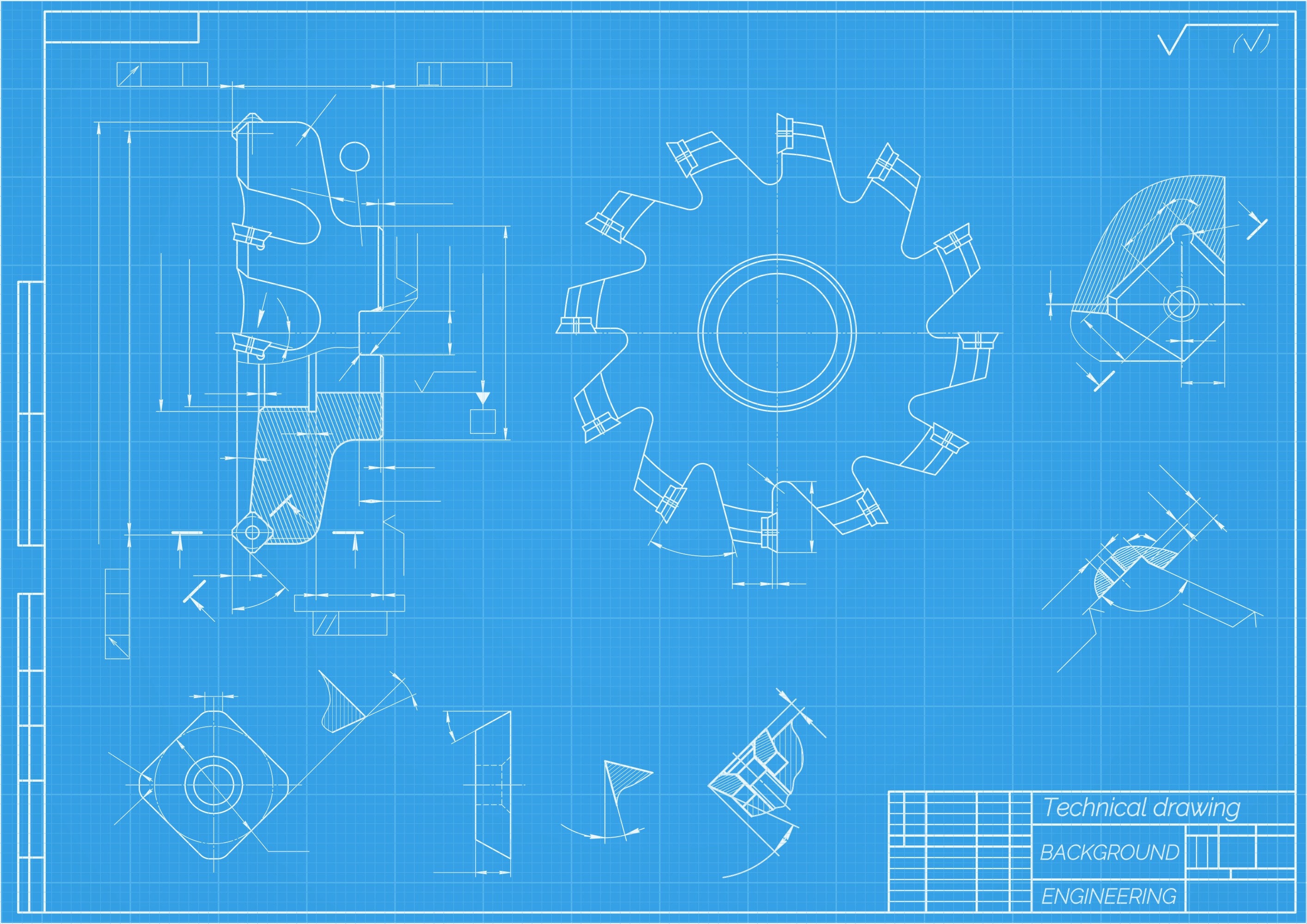 Mechanical Blueprint Drawings SVG Clipart Sheet Bundle Etsy