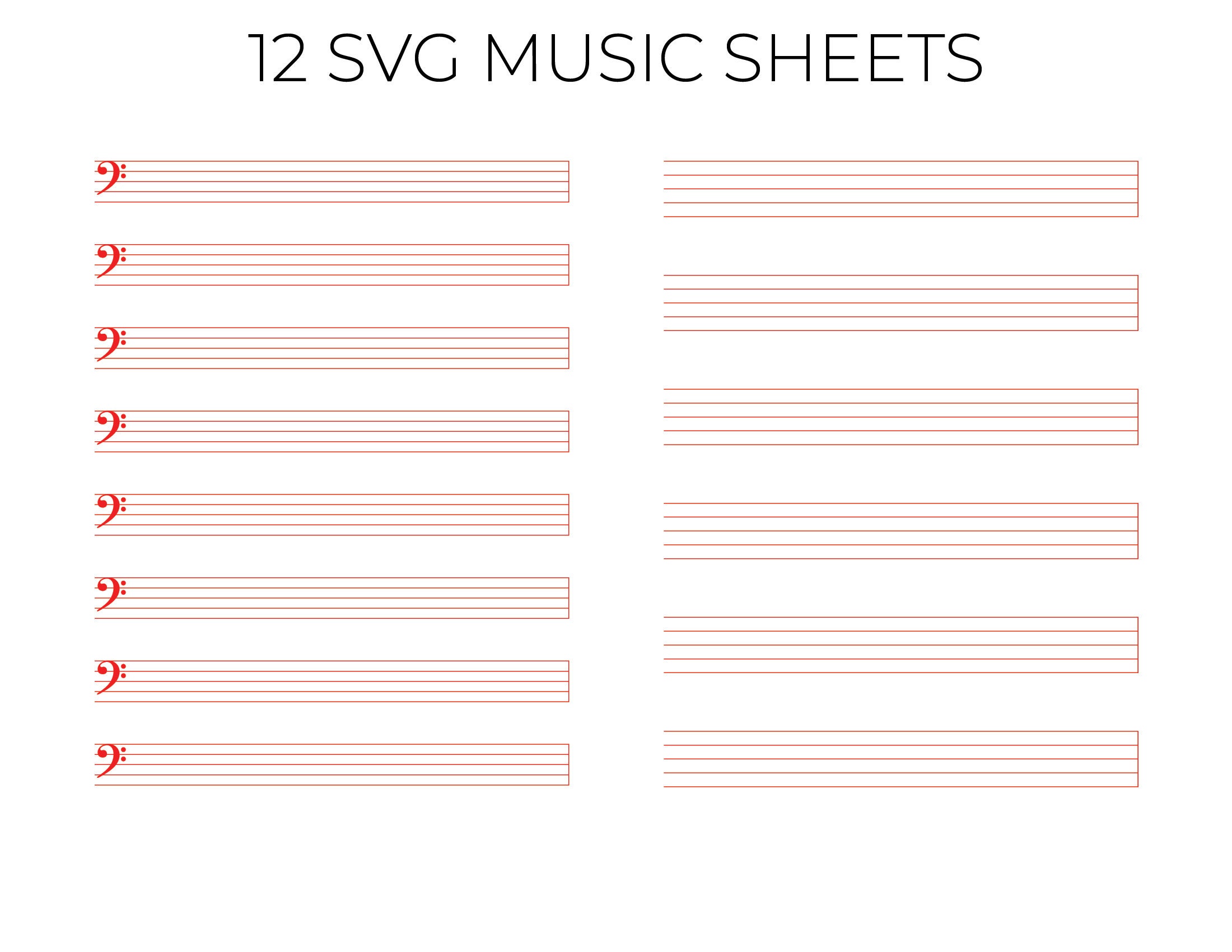12 SVG Music Papers Sheet Templates Piano Grandstaff Voice Etsy