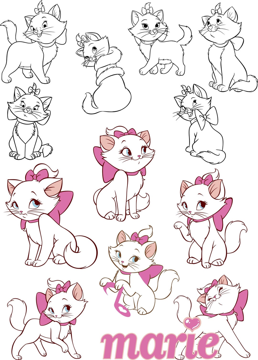 Marie Cat SVG Clipart Sheet Bundle Printable Digital - Etsy