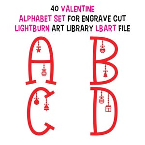 Valentine Heart Alphabet Font Set: Laser Cut Files (LBART, SVG, PNG)