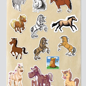 12 Page Horse Sticker PNG Sheet Printable Kids Room Wall Decor - Etsy