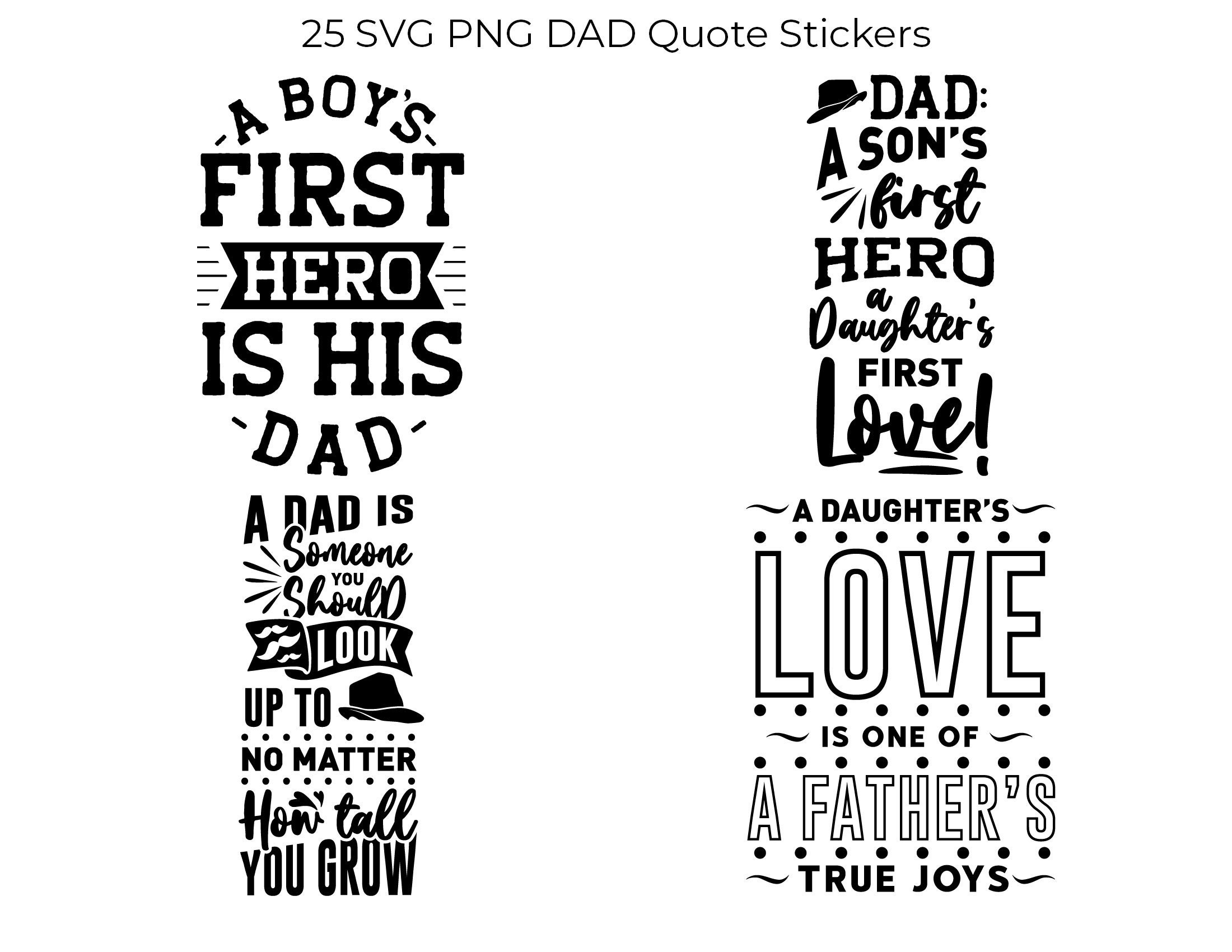 25 SVG PNG Dad Quote Outline Stickers Sublimation Laser Etsy