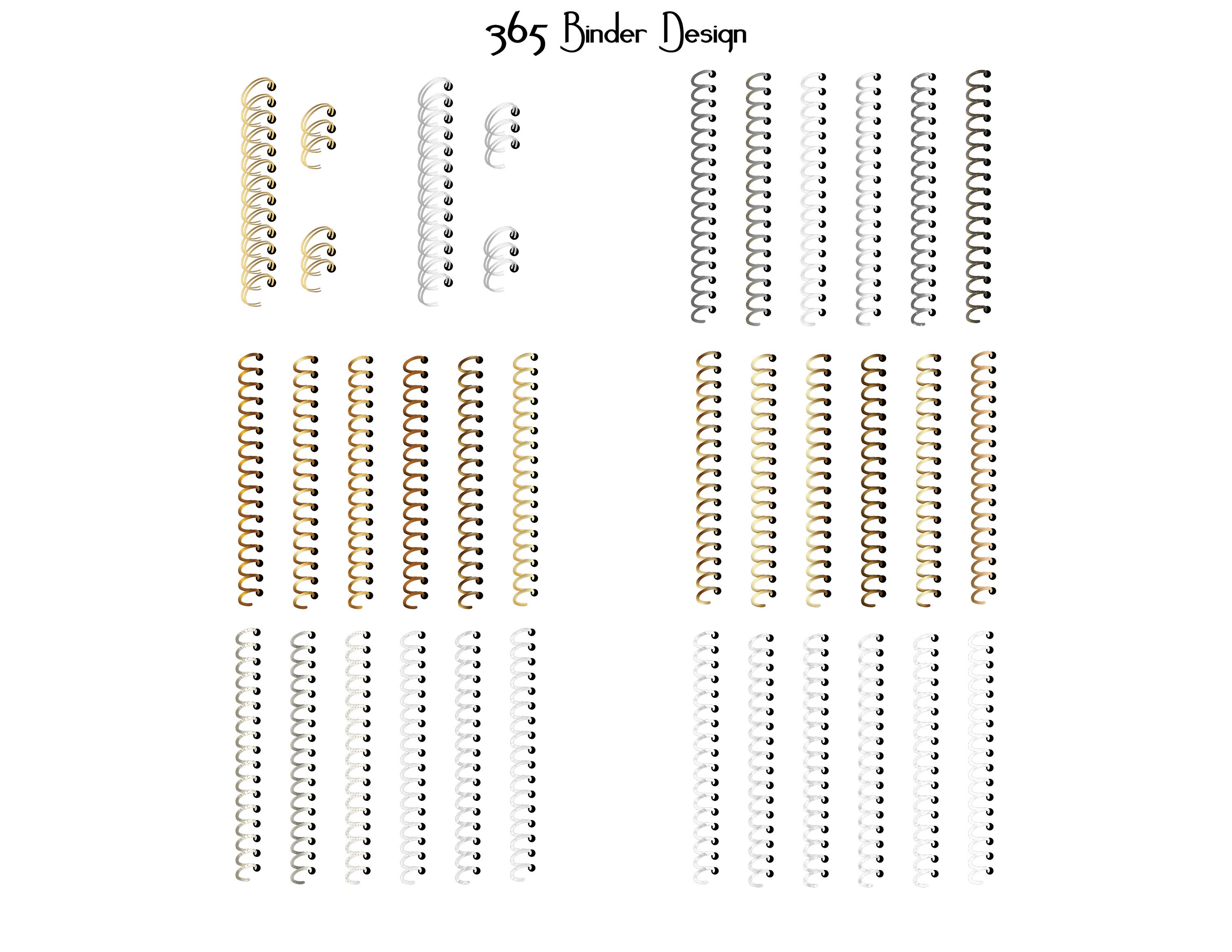 365 Digital Binder Ring Bundle for Planners Gold, Silver, Rose Gold