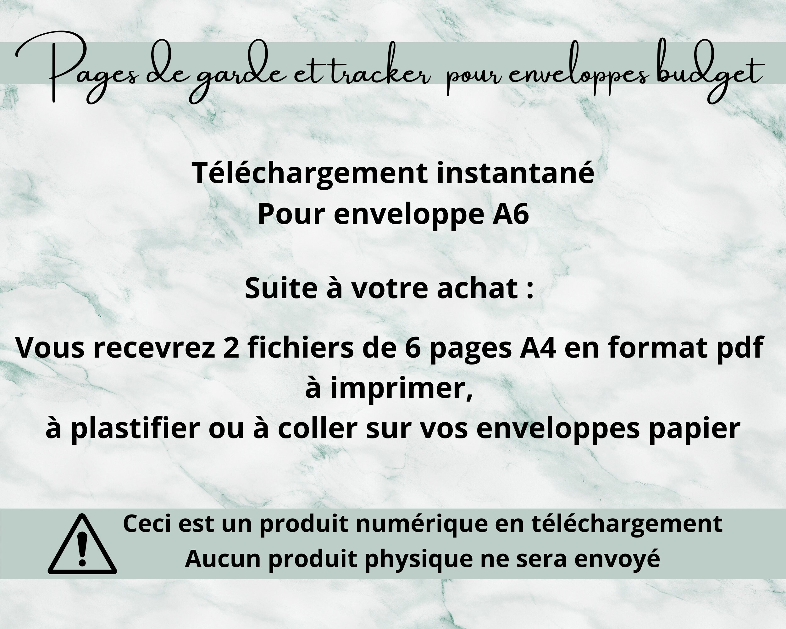 Pages de garde tracker pour enveloppes budget A6 Imprimable