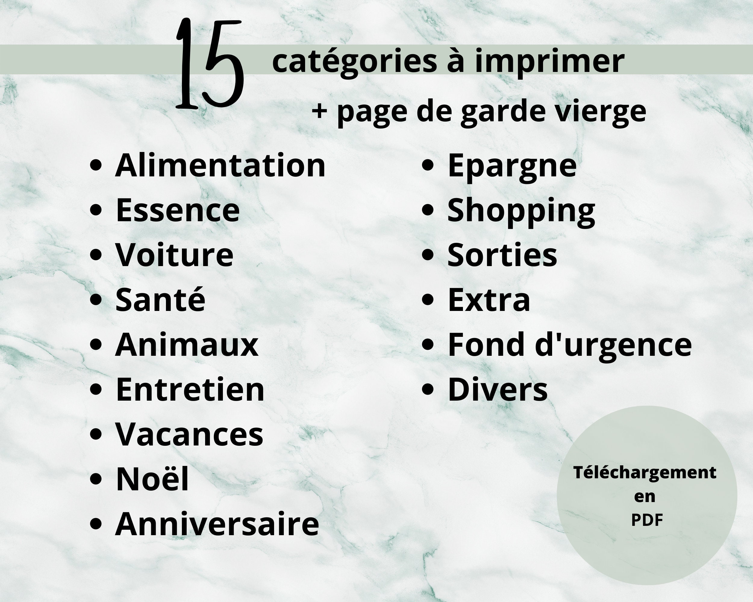 Pages de garde pour enveloppes budget A6 - eucalyptus - Imprimables