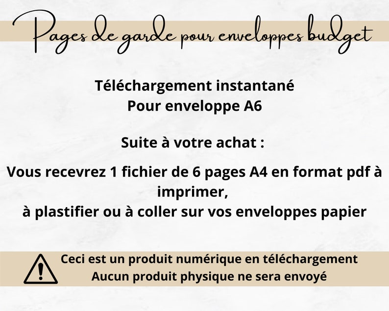 Pages de garde pour enveloppes budget A6 Imprimables téléchargement
