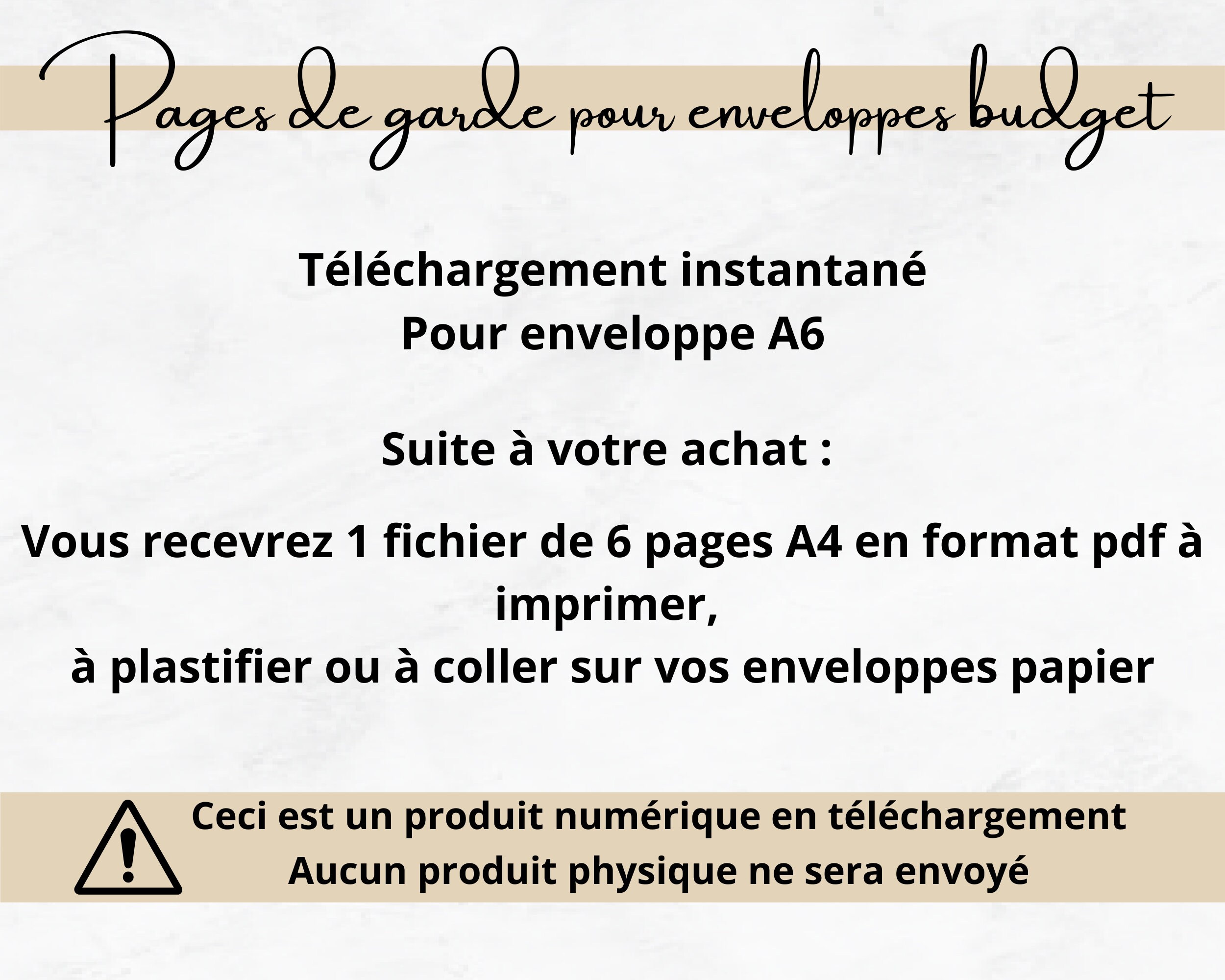 Pages de garde pour enveloppes budget A6 - Imprimables - téléchargement