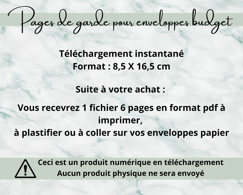 Pages de garde pour enveloppes budget A6 eucalyptus - Etsy France