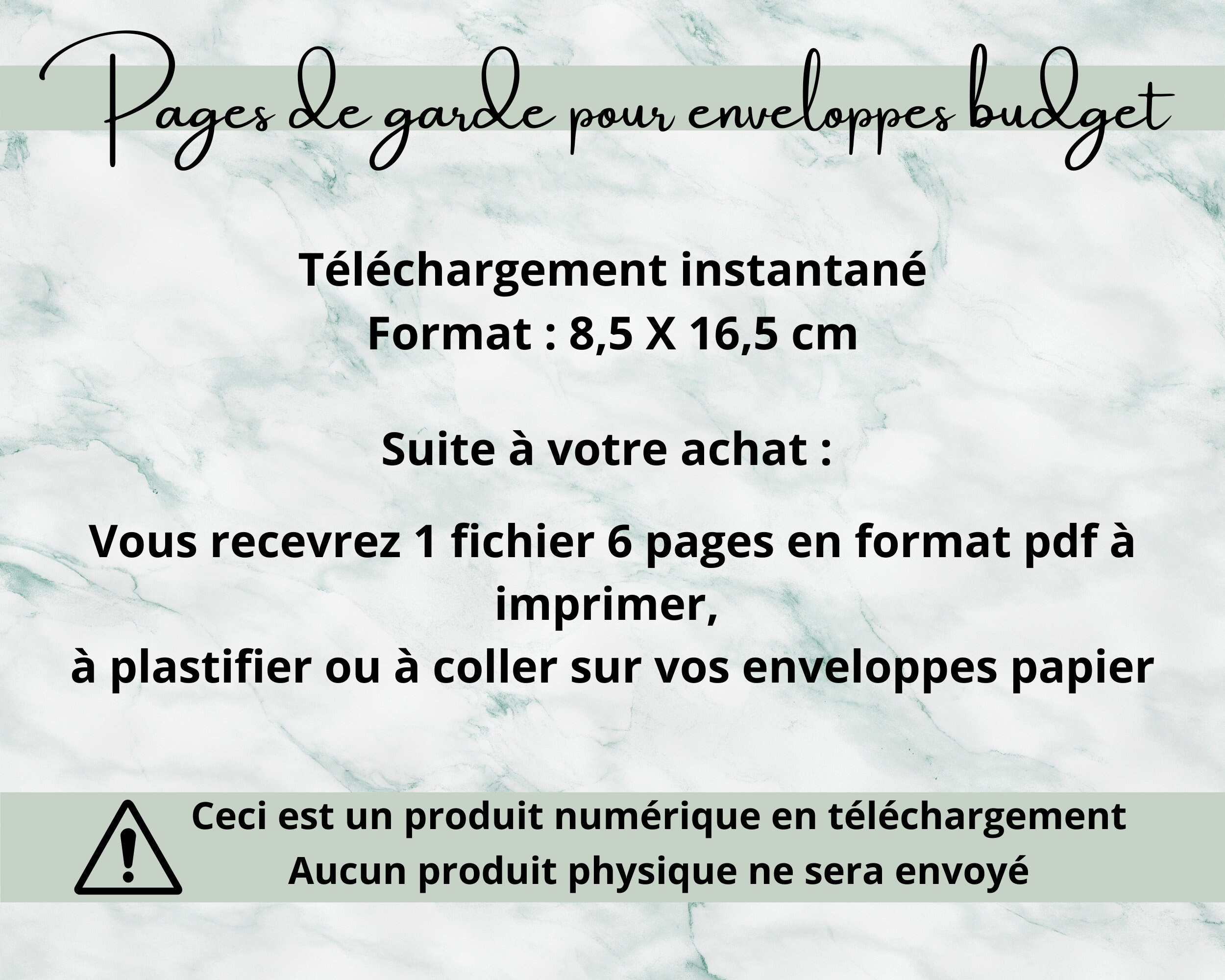 Pages de garde pour enveloppes budget A6 - eucalyptus - Imprimables