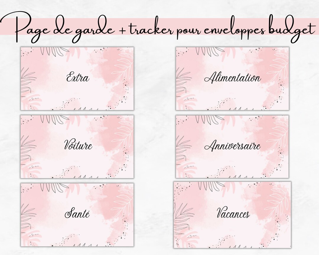 Pages De Garde Tracker Pour Enveloppes Budget A6 - Etsy