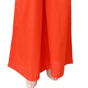 Pure Voile flared Palazzo, Orange Pants, Trouser, Bell Bottom,  Soft Casual Elastic Waist, Comfortable wear