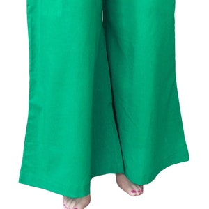 Pure Voile flared Palazzo, Sea Green Pants, Teal Color Trouser, Bell Bottom,  Soft Casual Elastic Waist, Comfortable wear