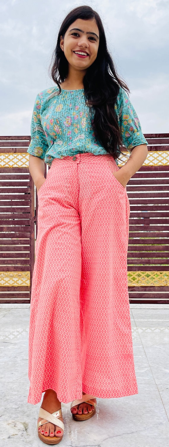 Soft Cotton Wide Leg Crop Pants in Pink - Retro, Indie and Unique Fashion