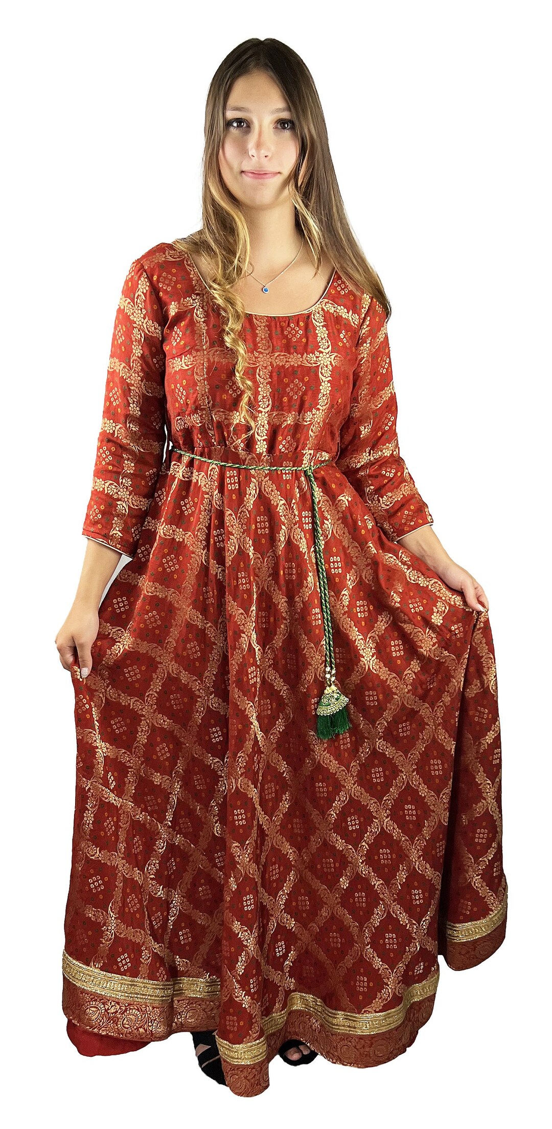 Maroon Pure Dola Jacquard Palazzo Dress