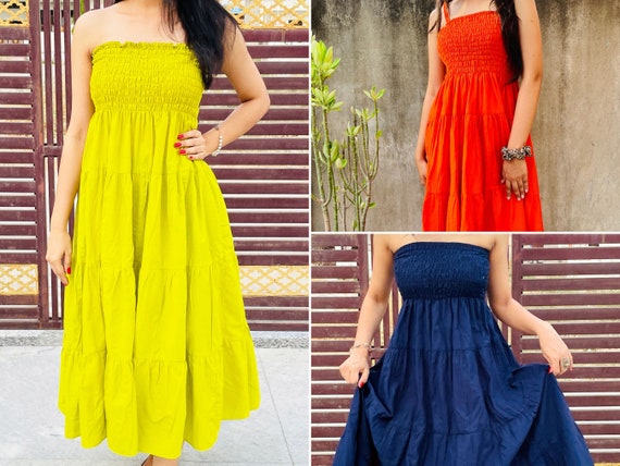 Off the Shoulder Dress Tiered Two Way Outfit Shirred Flexible