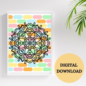 Colorful Mandala Printable Wall Art | Mandala Art | Instant Digital Download Art | Colorful Room Decor