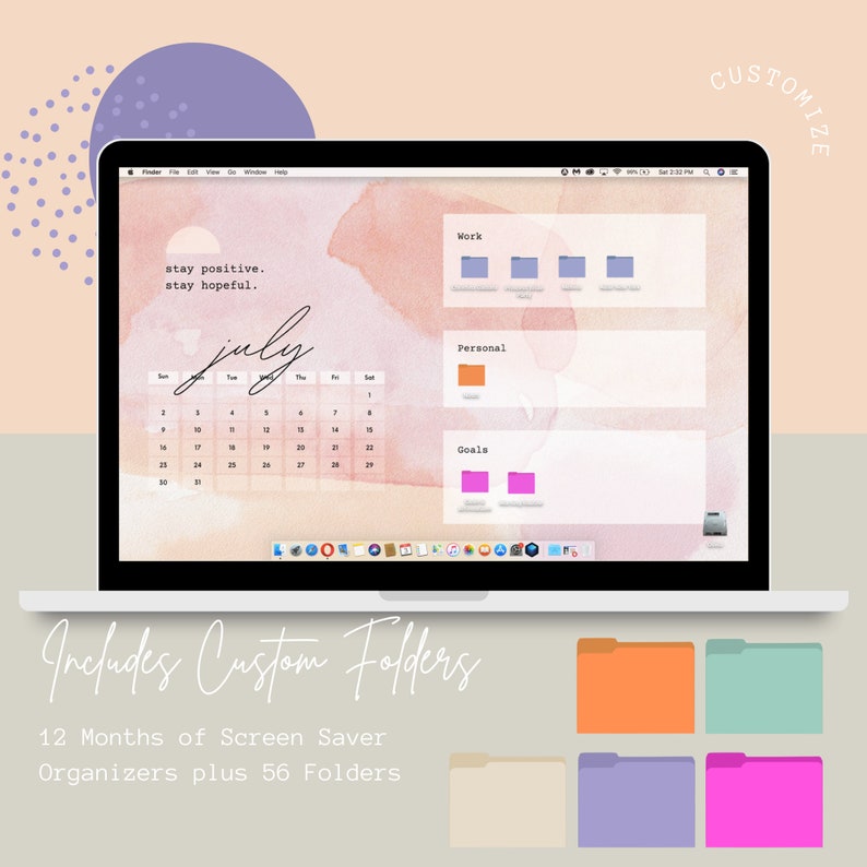 DESKTOP CALENDAR 2023 Desktop Wallpaper Organizers Folder Etsy